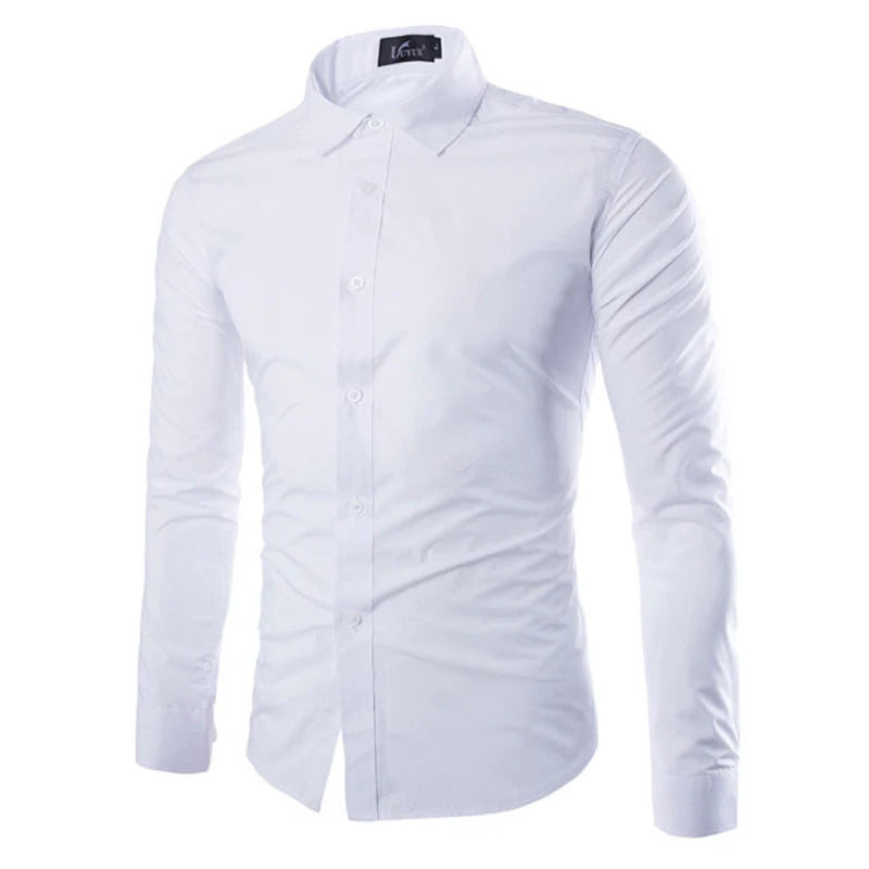 Effen zwart slim fit heren overhemd