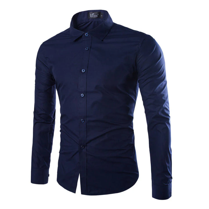 Effen zwart slim fit heren overhemd