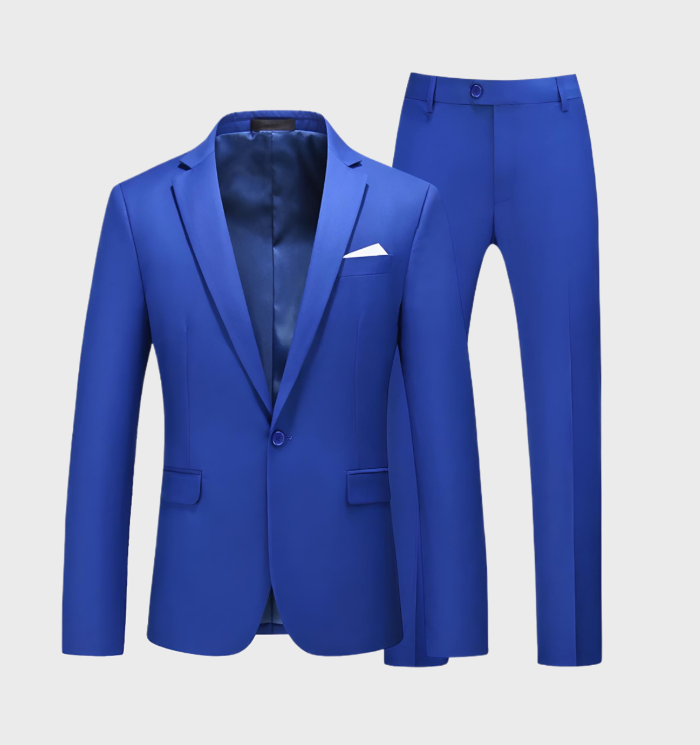 2-delige set van mannen effen kleur reverskraagpak met zakken in combinatie met een formele broek