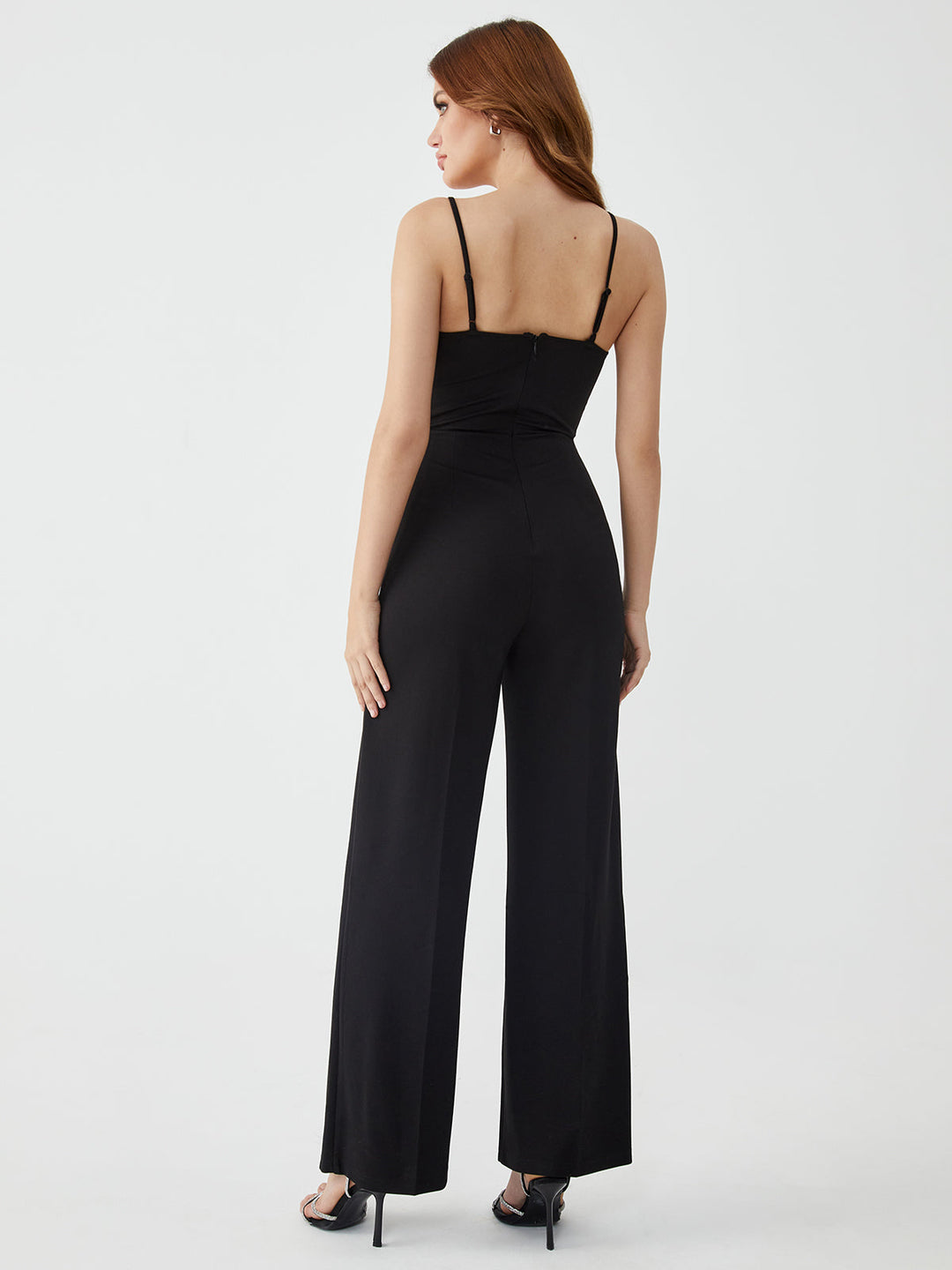 Cami jumpsuit met korset en mesh