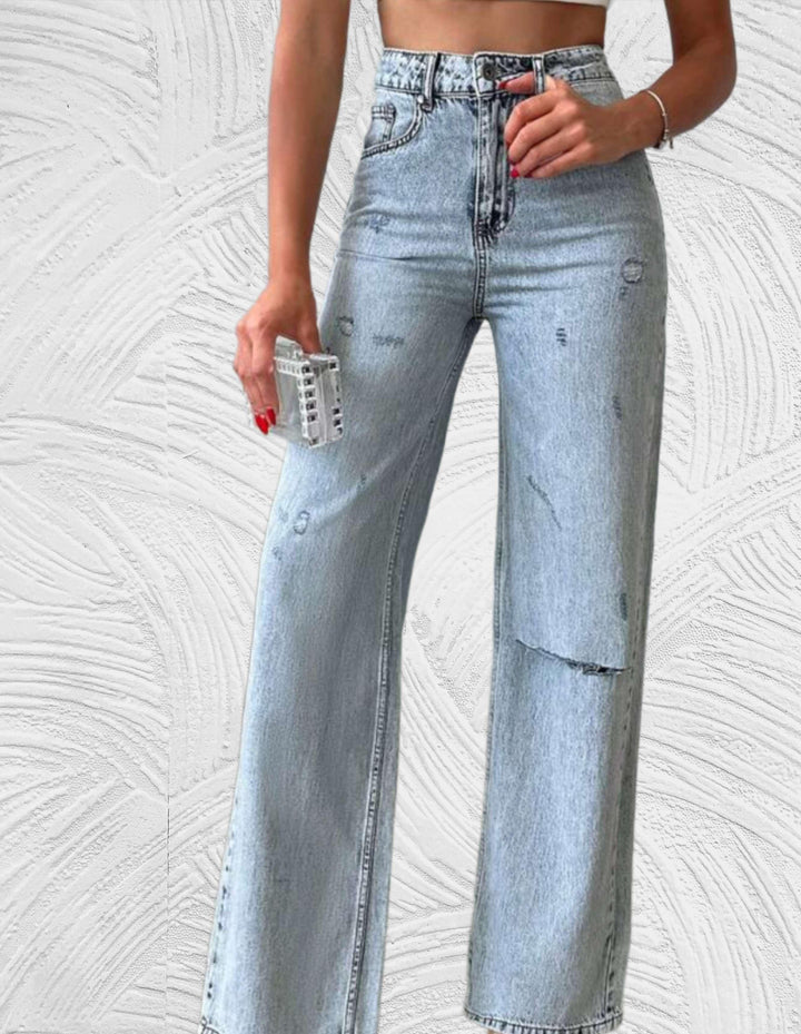 Clarissa - Losse jeans met hoge taille en gescheurd ontwerp - Miller-Mode