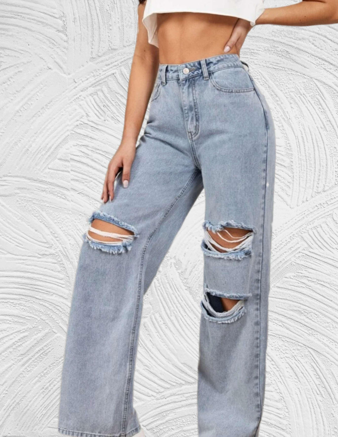 Clarissa - Losse jeans met hoge taille en gescheurd ontwerp - Miller-Mode